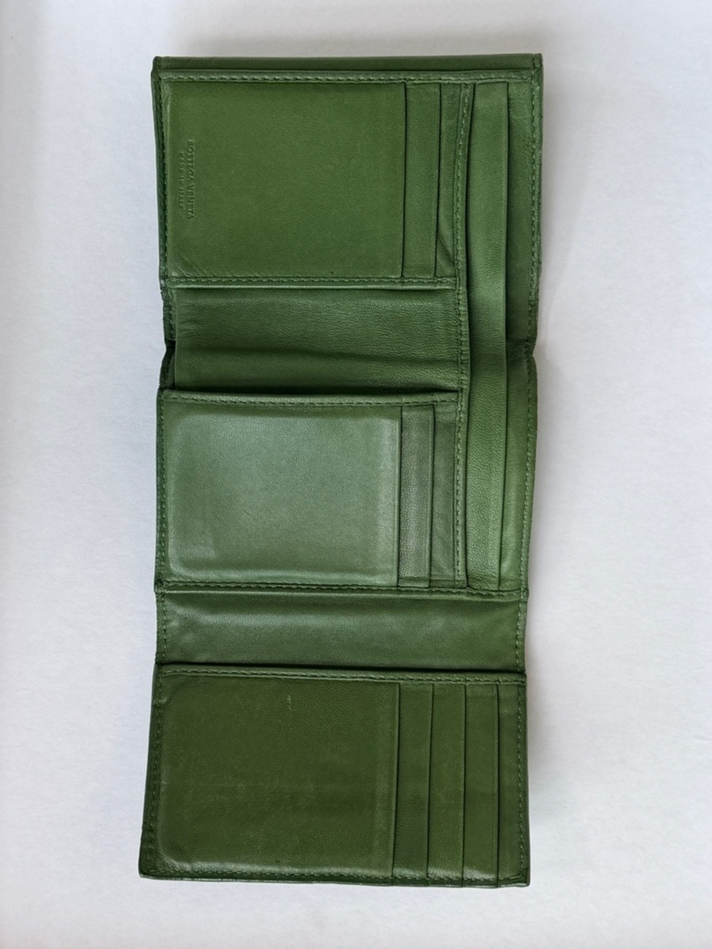 BOTTEGA VENETA olive green Intrecciato weave gold ring compact wallet - Picture 3 of 8